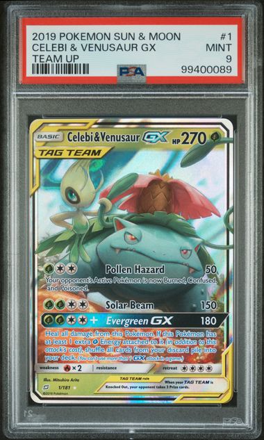 Celebi & Venusaur GX Team Up #1 PSA 9