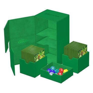 Ultimate Guard Twin Flip n Tray 200+ XenoSkin Monocolor Green Deck Box