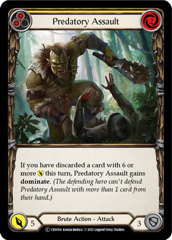 Predatory Assault (Yellow) [U-CRU014] (Crucible of War Unlimited)  Unlimited Rainbow Foil